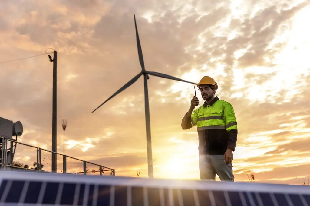 Wind turbine engineers performing maintenance in renewable energy sector across WA and Queensland.